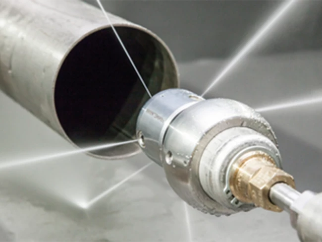 Rotating water jetting head cleaning industrial tank for food processing hygiene